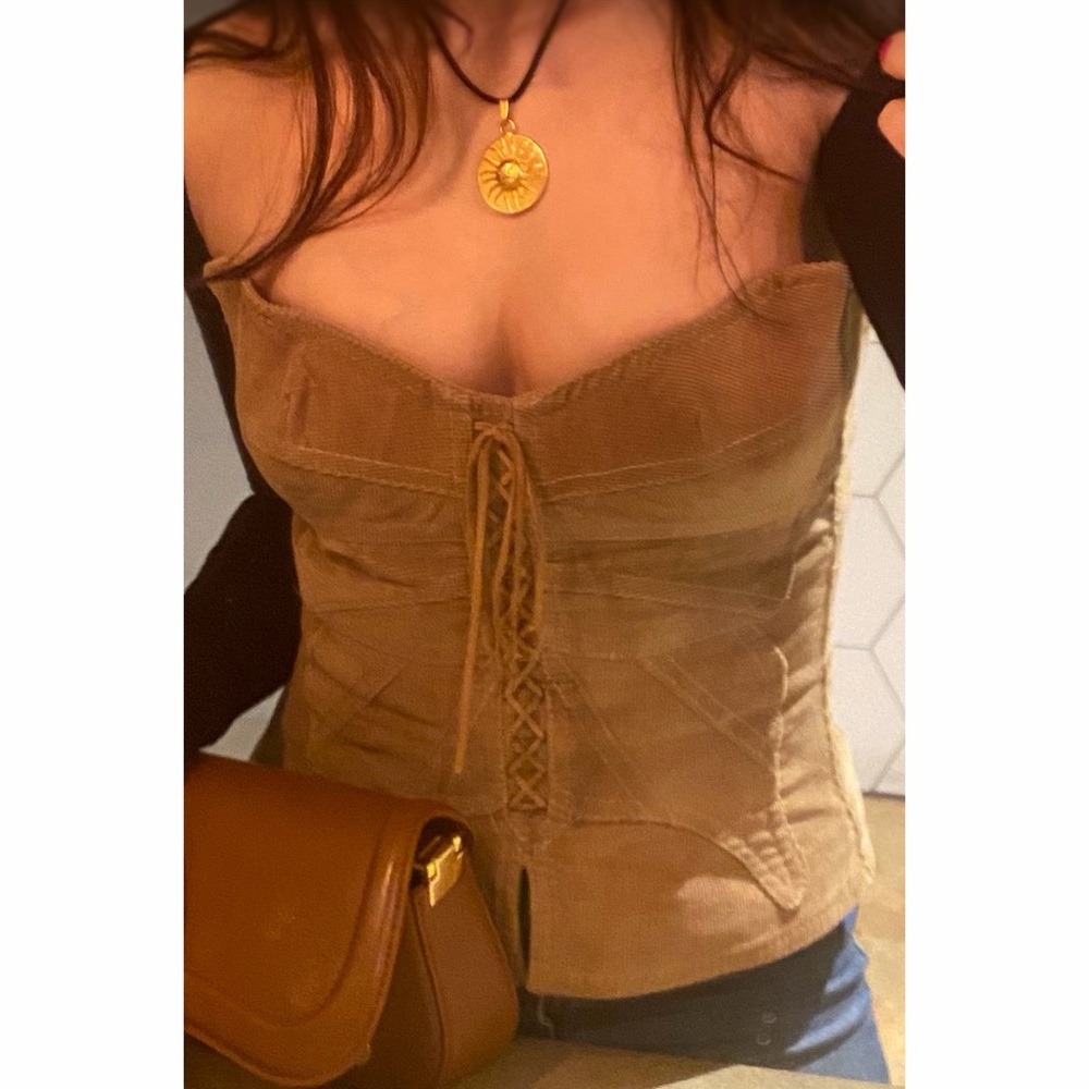 Dolce & Gabbana Vintage Corduroy Butterfly Lace-Up Corset Top - Picture 5 of 8